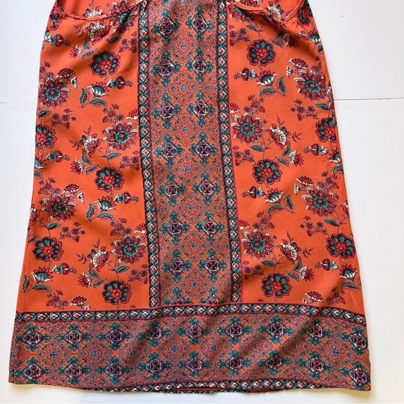 Angie Mini  Dress Double Strap Racerback Orange Boho Moroccan Southwestern Sz S - Picture 9 of 11